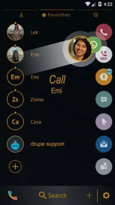 Theme Dialer CircleBlackOrange android App screenshot 2