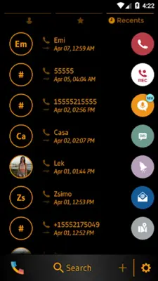 Theme Dialer CircleBlackOrange android App screenshot 3