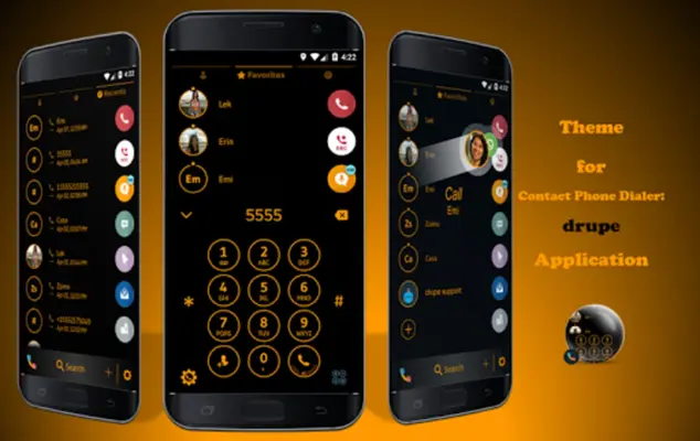 Theme Dialer CircleBlackOrange android App screenshot 6